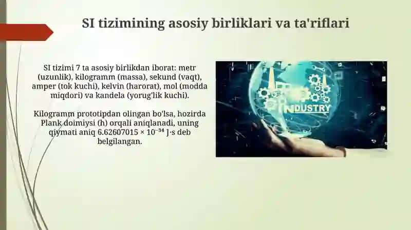 Xalqaro birliklar tizimi va uning O'zbekistondagi ishlab chiqarish jarayoniga ta'siri 4