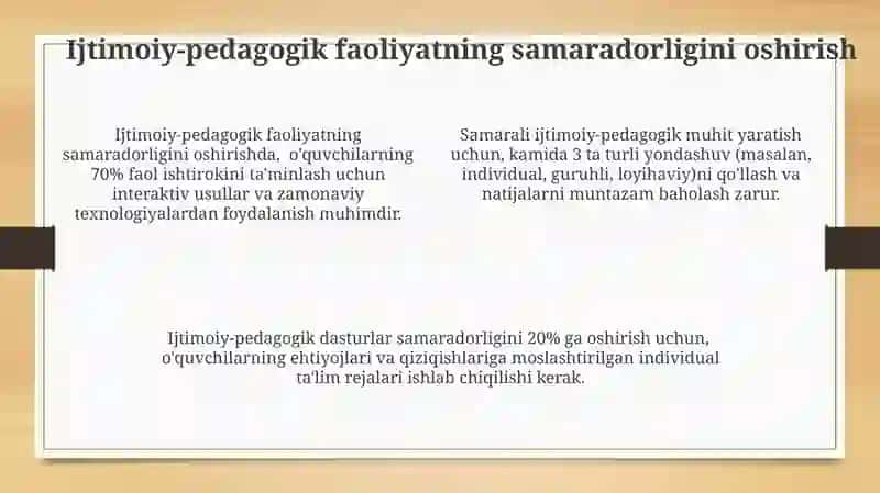 Ijtimoiy pedagogik faoliyat metodikasi, mexanizmlarini va texnologiyalari 4