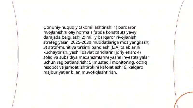 Barqaror rivojlanish talablari va ularni Oʻzbekistonda tadbiq qilinishi 4