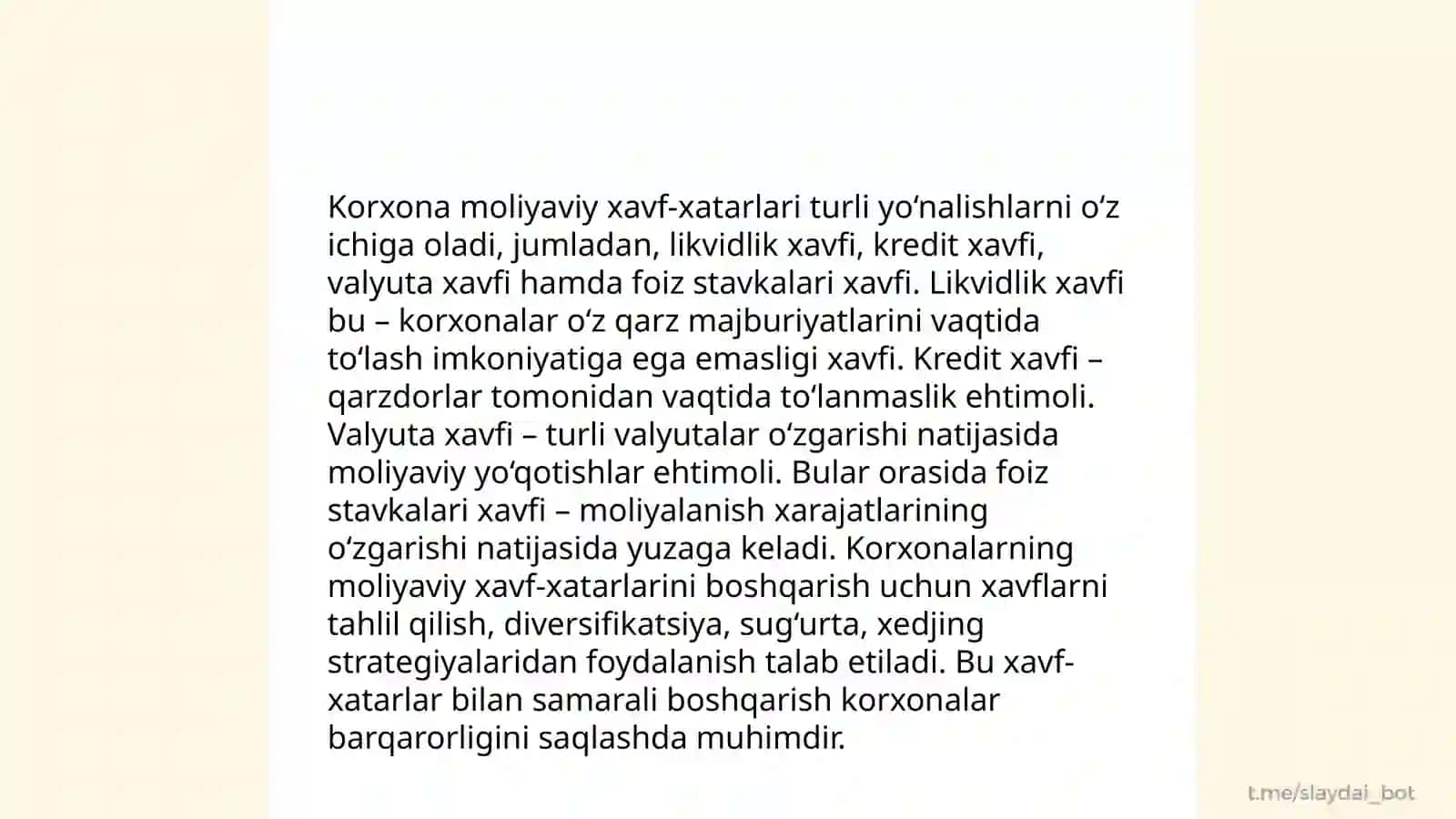 Moliya va risklar 4