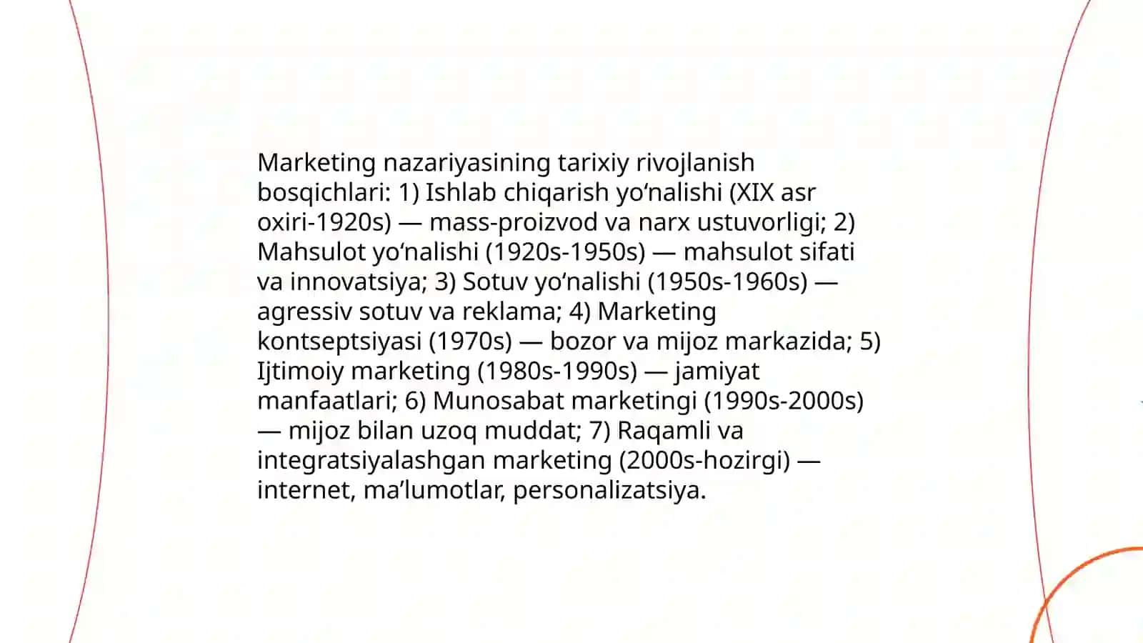 Marketing nazariyasi tushunchasi va uning evolyutsiyasi 4