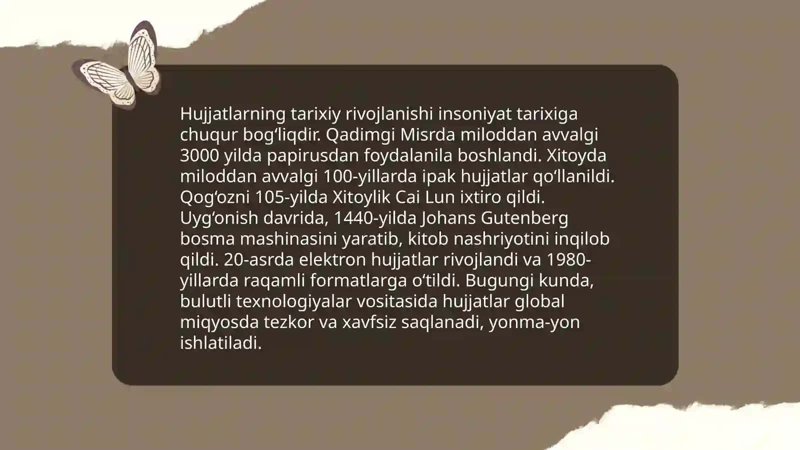 Hujjatlarning paydo boʻlishi va tarixi 4