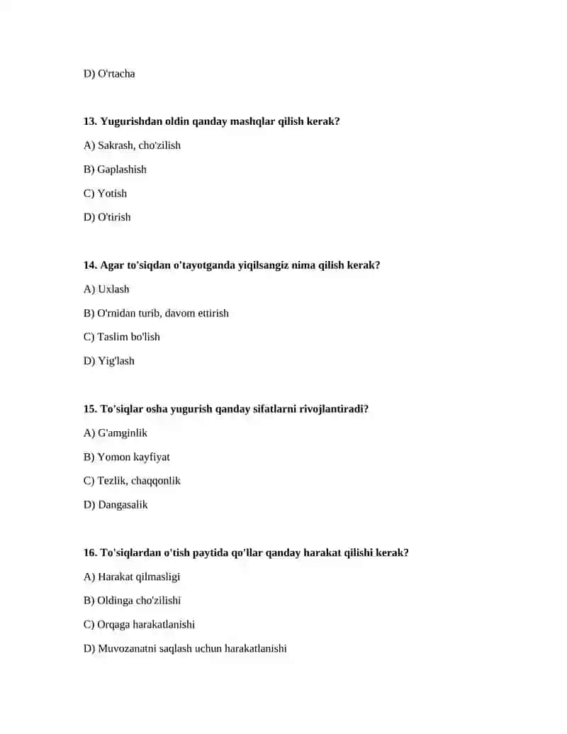 Toʻsiqlar osha yugurish turlari boyicha boshlangʻich tayorgarlik 4