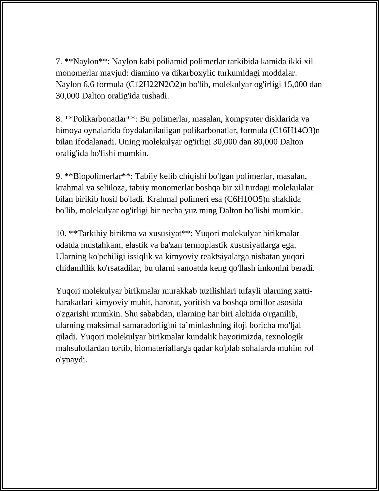 YUQORI MOLEKULYAR BIRIKMALAR. YUMB ERITMALARNING XOSSALARI 4