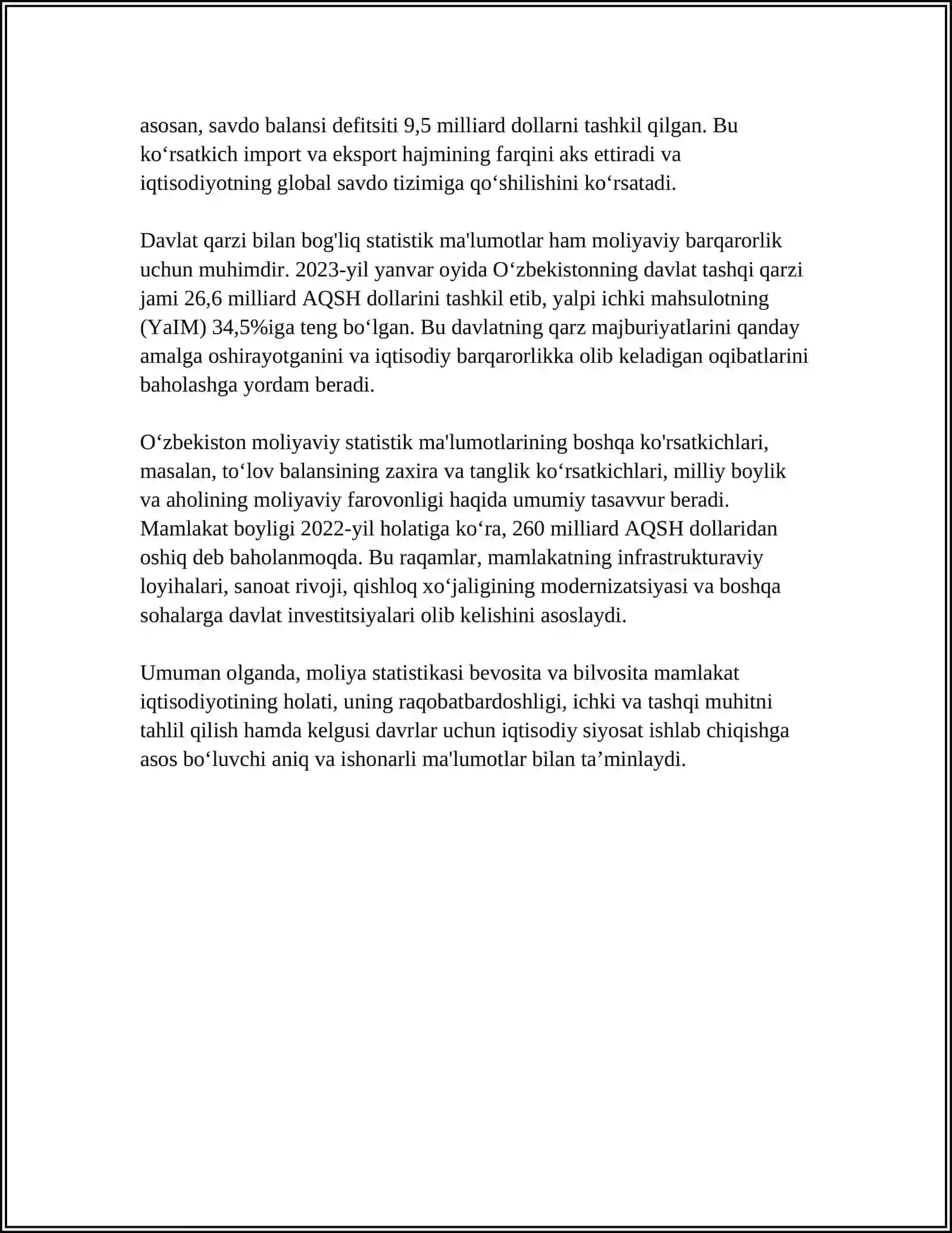 MOLIYA-KREDIT VA DAVLAT BYUDJETI STATISTIKASI 4