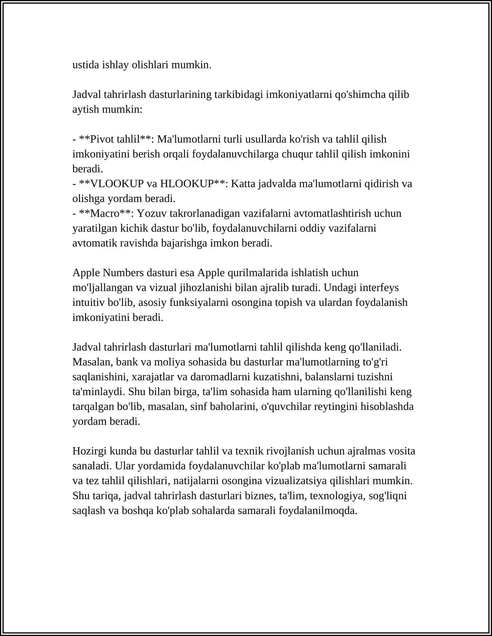 Jadval tahrirlash dasturlari 4
