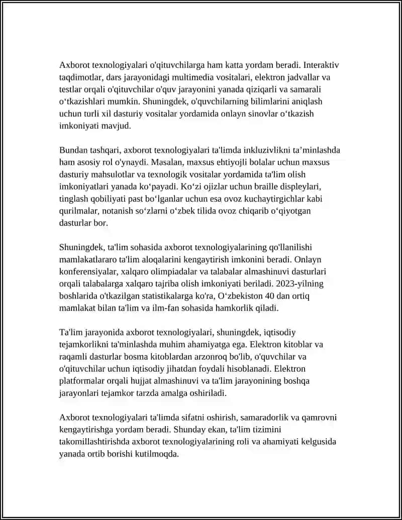 AXBOROT TEXNOLOGIYALARI VA ULARNING TA'LIM JARAYONIDAGI AHAMIYATI 4