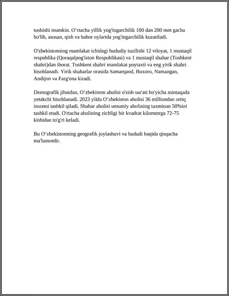 OʻZBEKISTON HAQIDA MALUMOT 4