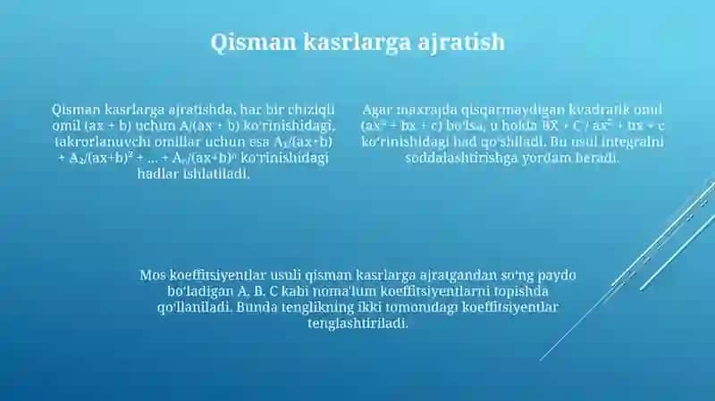 Kasr-ratsional funksiyalarni integrallash 4