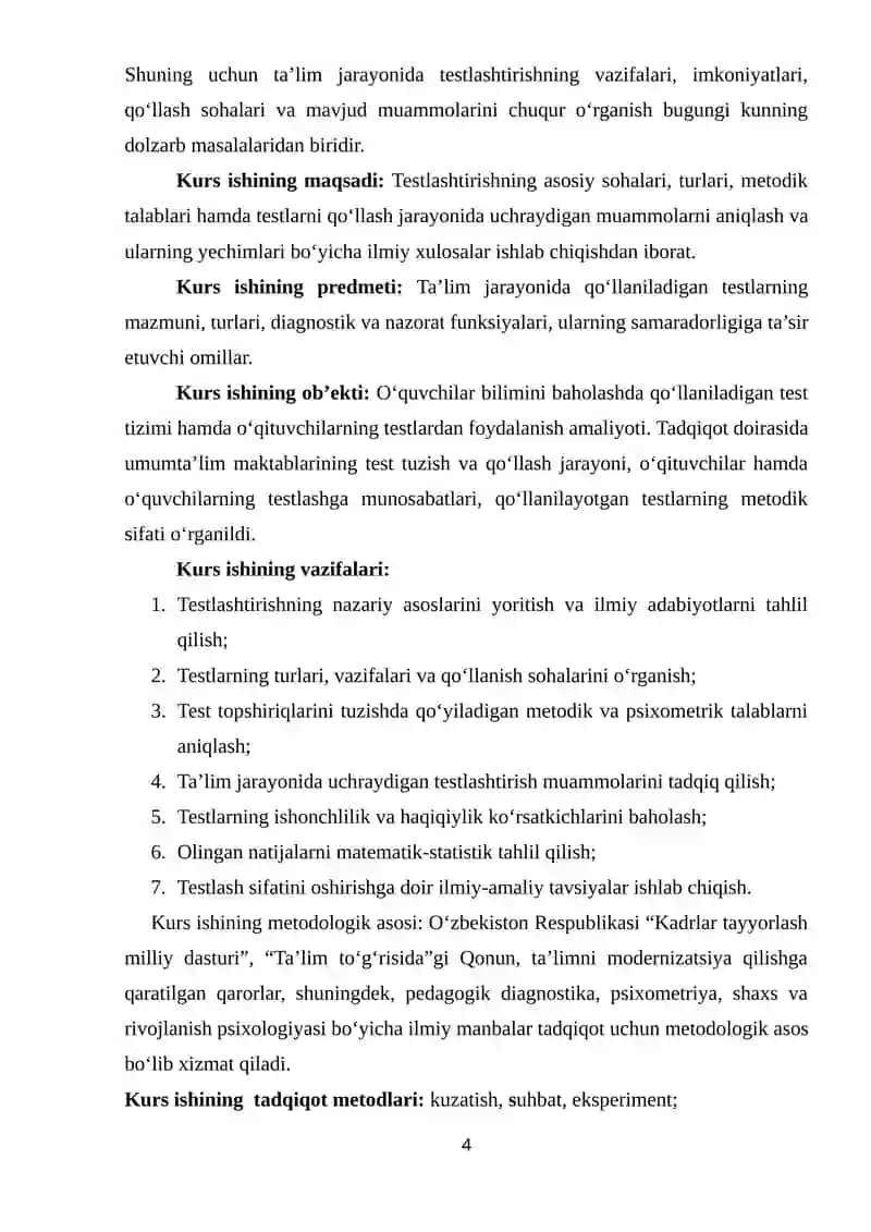 Testlarni Klassifikatsiyalari 4