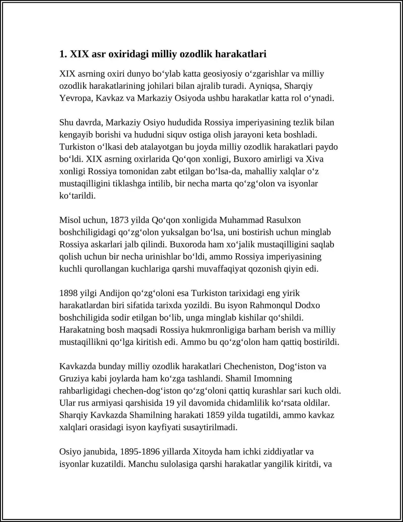 QORAQALPOG'ISTON XALQLARINING PODSHOLIK MUSTAMLAKACHILIK ZULMIGA QARSHI MILLIY OZODLIK HARAKATLARI 4
