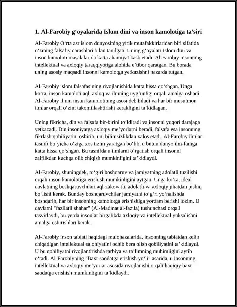 SHARQ MUTAFAKKIRLARINING ISLOM DININING INSON KAMOLOTIGA TAʼSIRI HAQIDAGI GʻOYALARI MAVZUSIDA ESSE 4