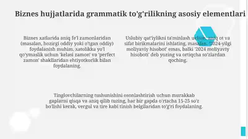 Biznes hujjatlarining grammatik tuzilishi 4