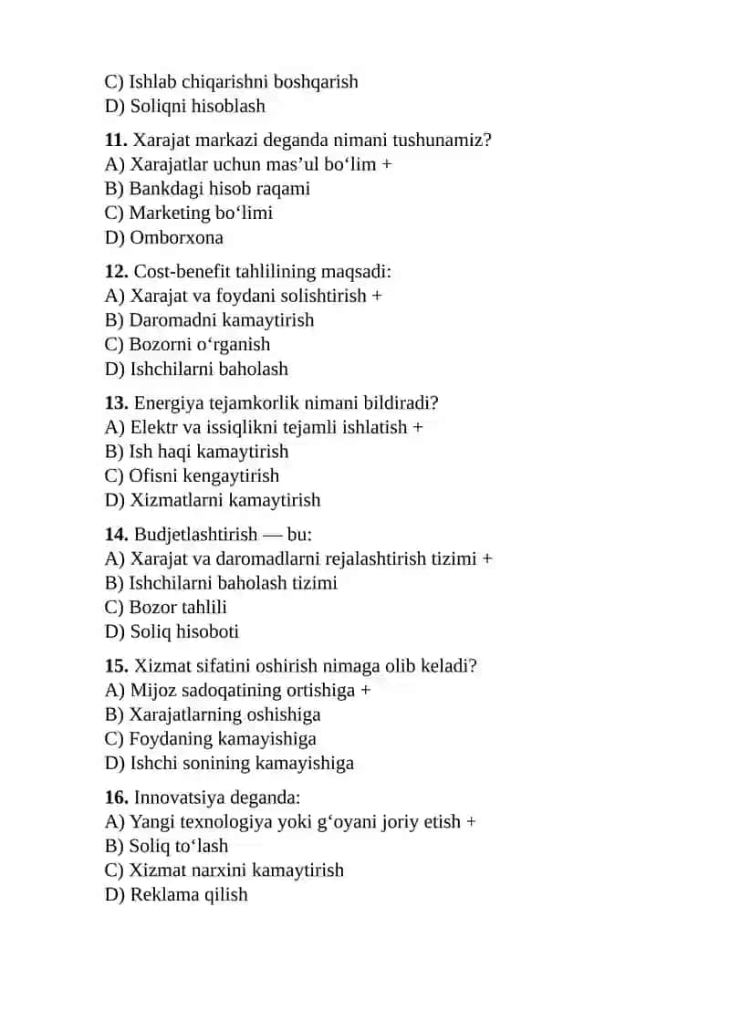 Xizmalar sohasi korxonalarida xarajatlar va ularni pasaytirish yo’llari mavzusida glossary 4