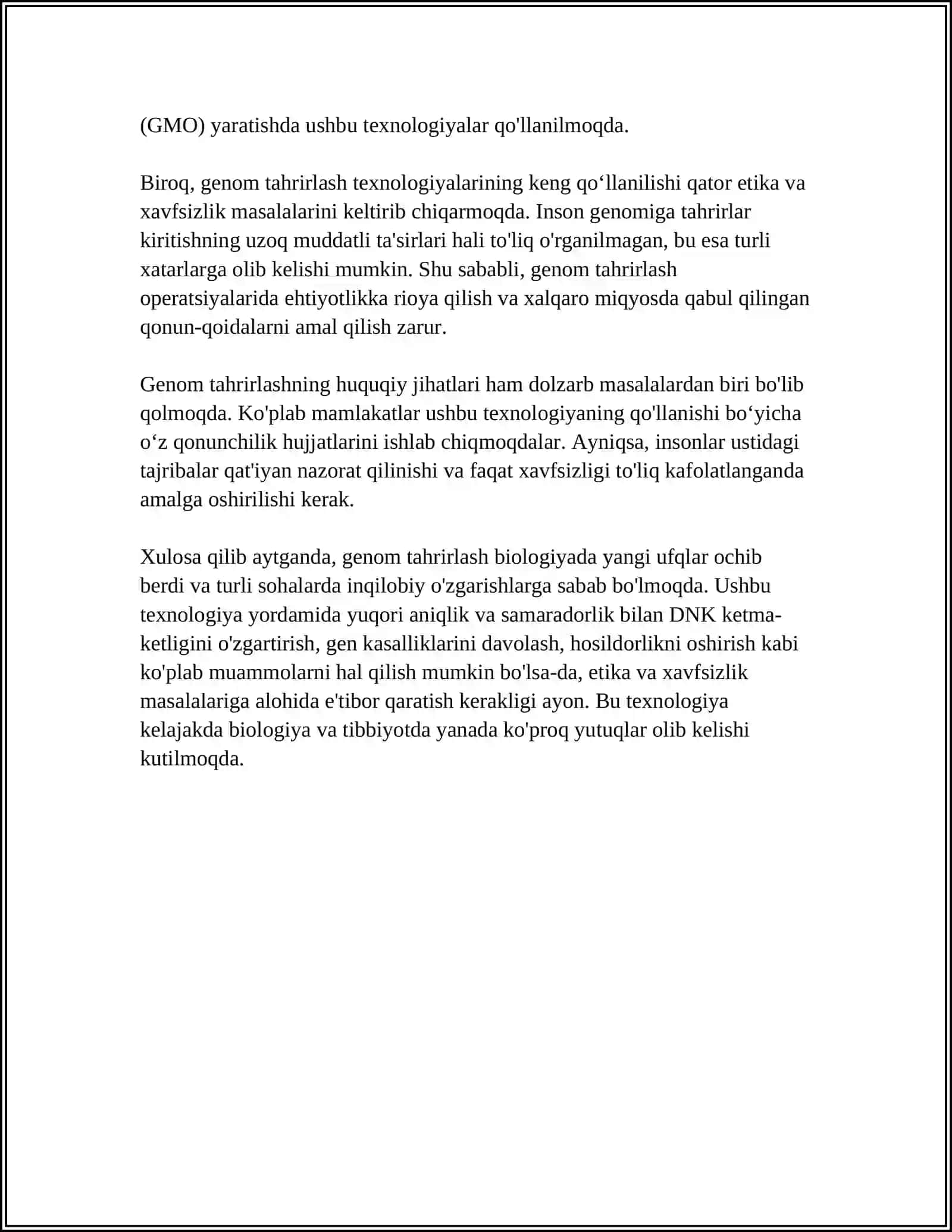 BIOLOGIYA FANIDA YANGI YOʻNALISHLAR VA BOSHQA FANLAR BILAN ALOQADORLIGI 4