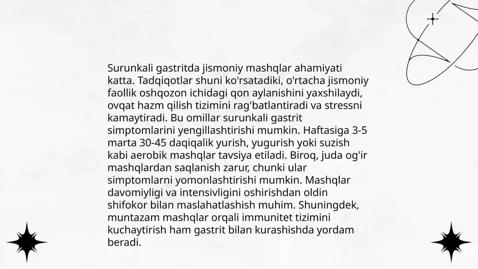 Surunkali gastrit kasalligida jismoniy mashq majmuasini tuzish 4