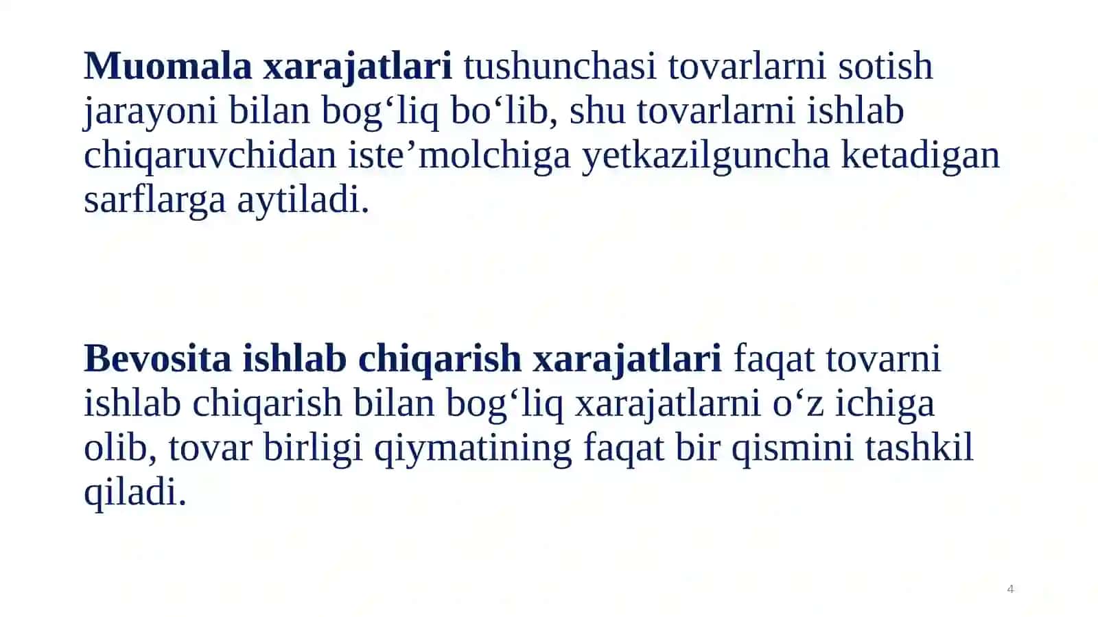 ISHLAB CHIQARISH XARAJATLARI VA FOYDA 4
