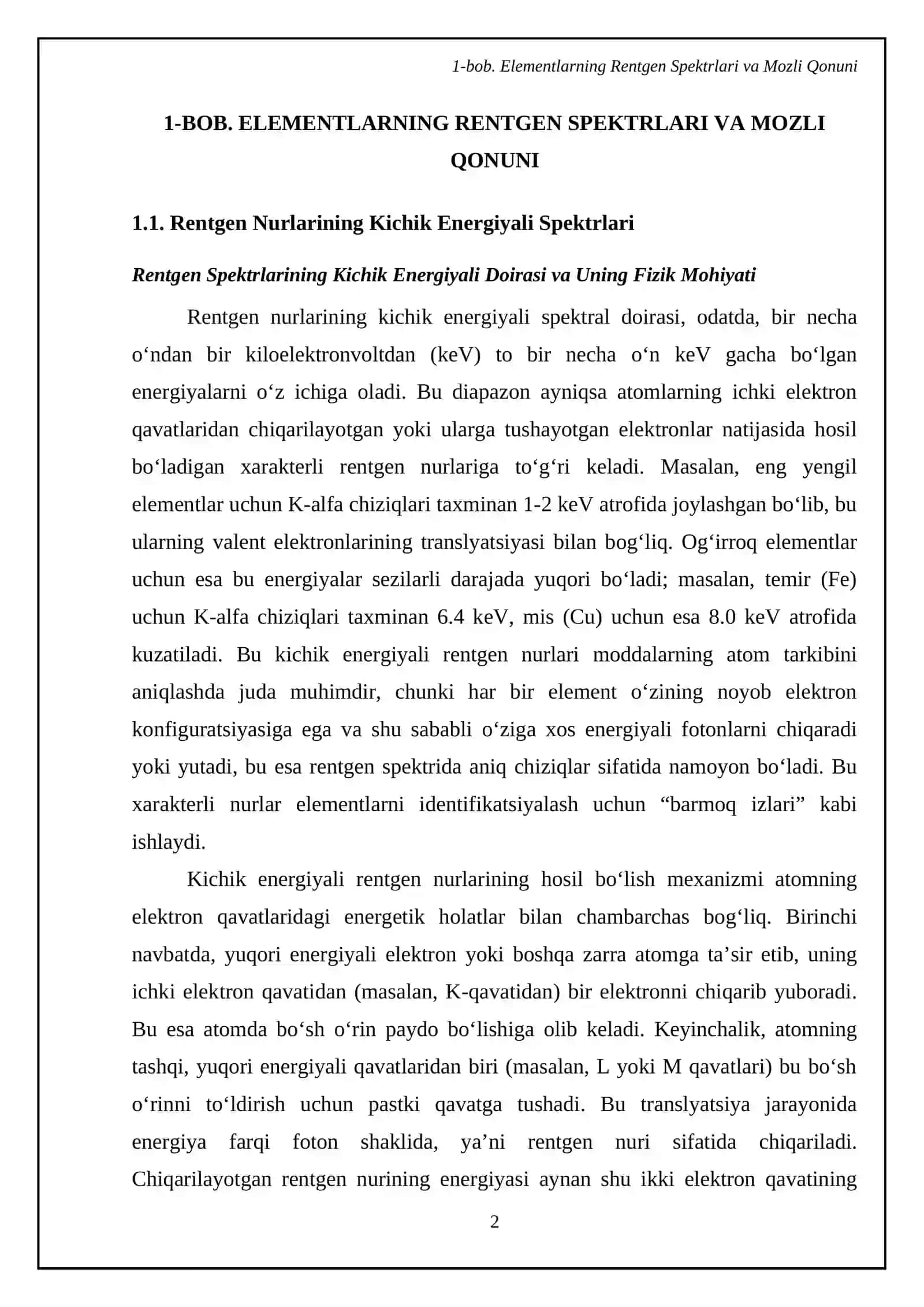 Elementlarning rentgen spektrlari va Mozli qonuni. Shredinger tenglamasi 4