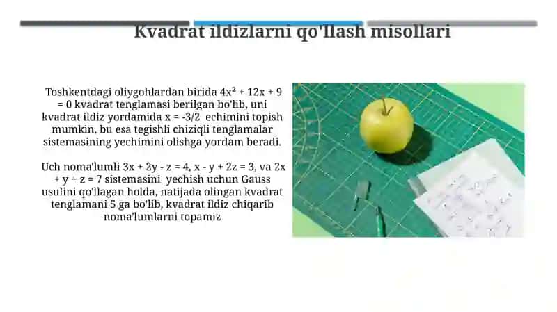 Chiziqli algebraik tenglamalar sistemasini yechishning kvadrat ildizlari 4