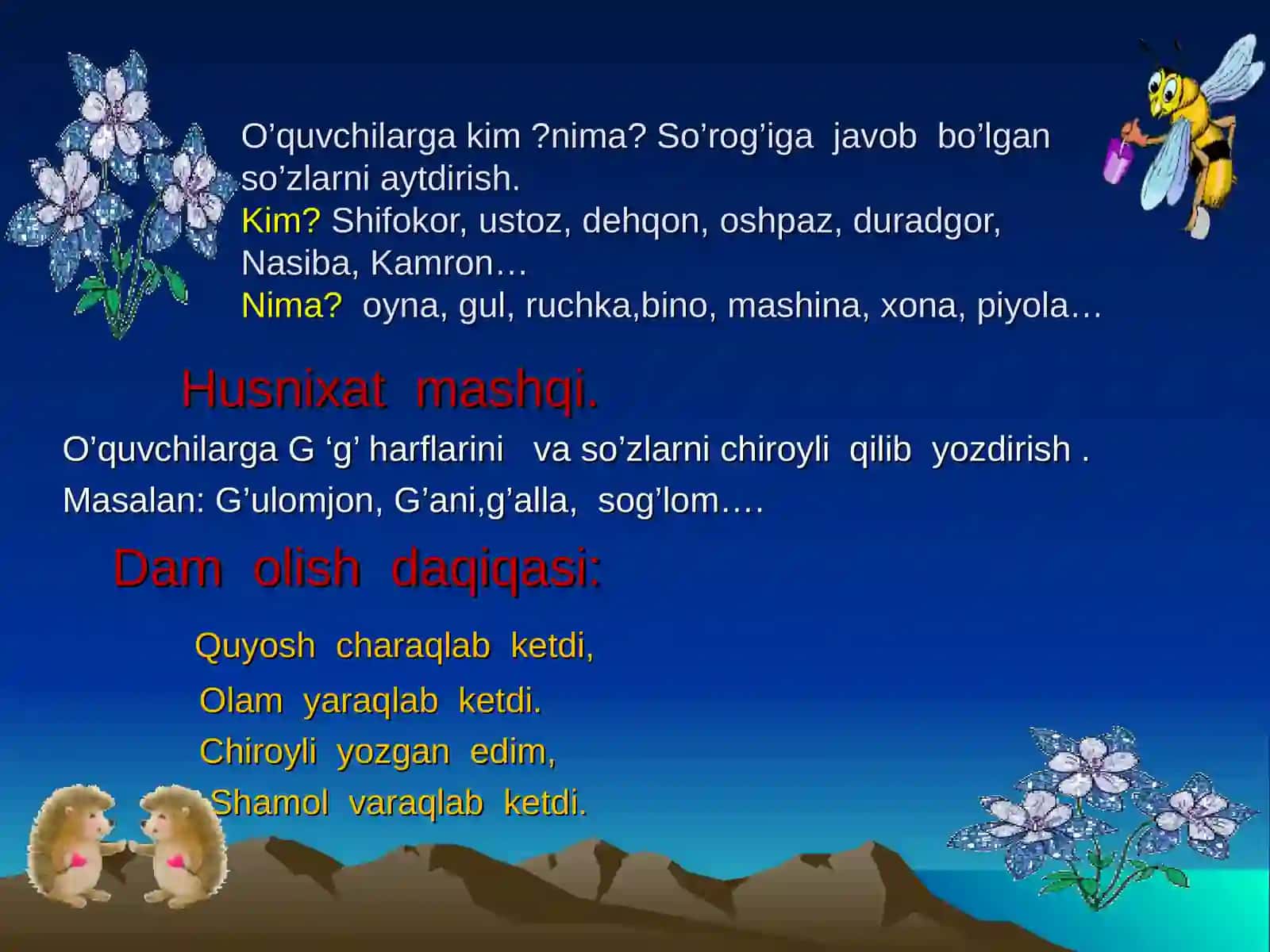 "Shaxs va narsani harakatini bildirgan so’zlar" 4