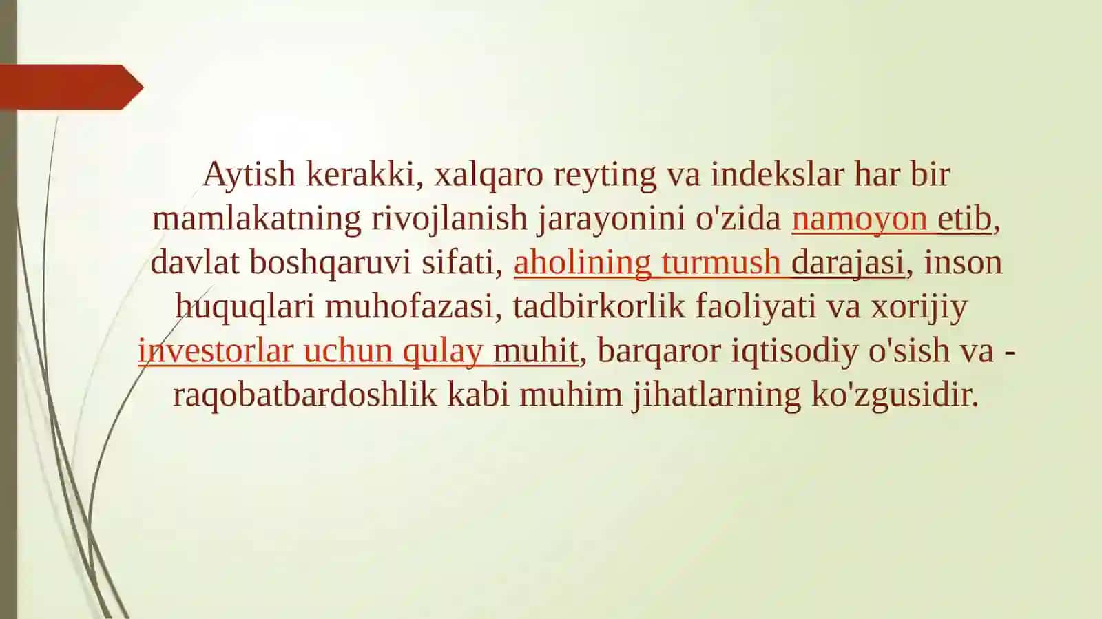 Siyosiy-huquqiy sohadagi (10 ta) ustuvor halqaro reytinglar va ularga O’zbekistonning integratsiyalashuvi 4