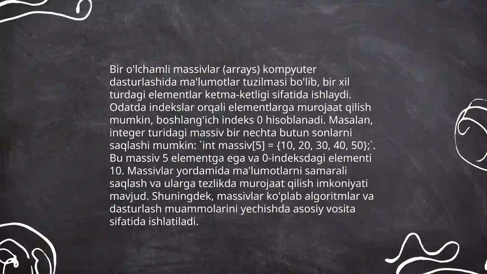 Massivlarni tashkil etish nazariyasi 4