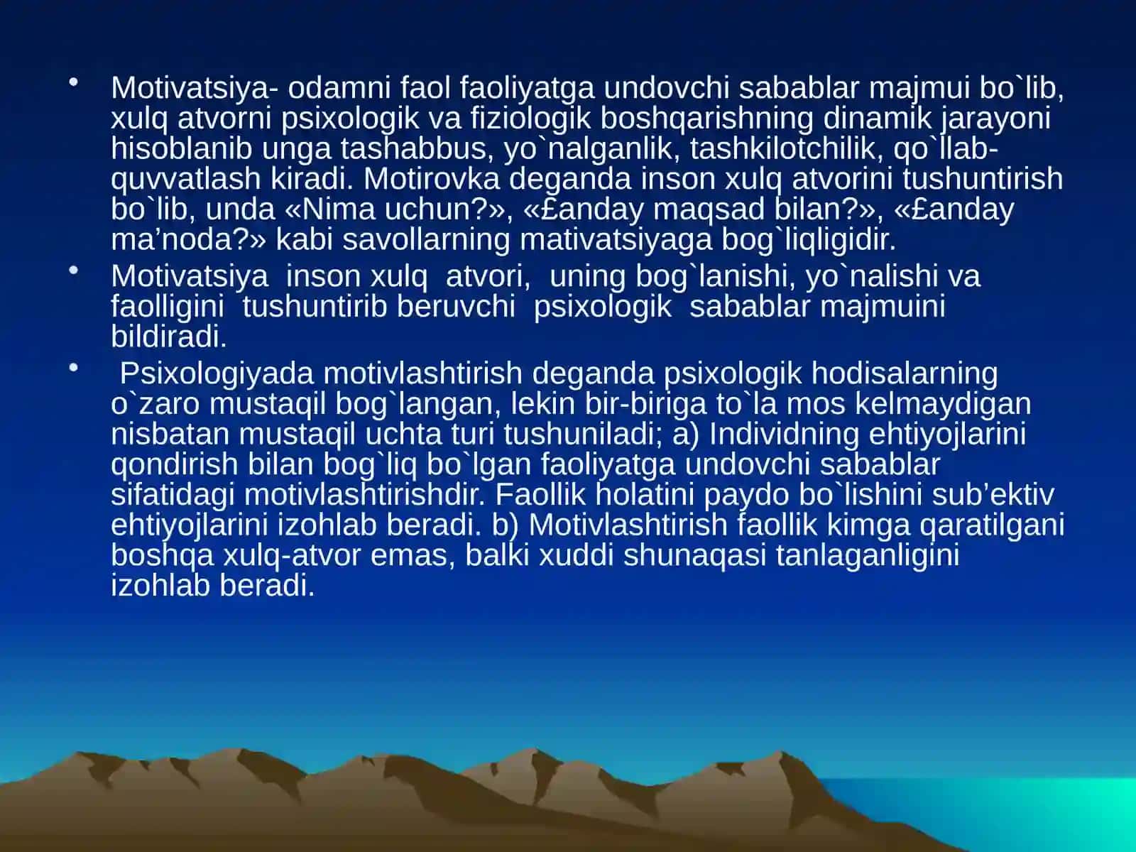 Motiv va motivatsiya muammosi 4