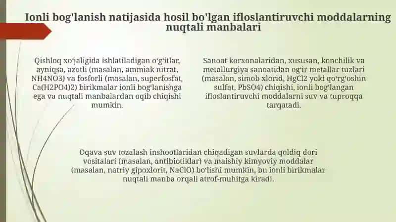 Ionli bog'lanish va ifloslanish 4