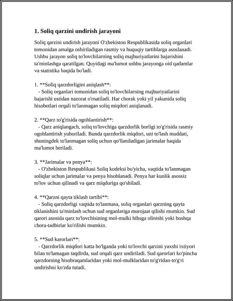 SOLIQ TOʻLOVCHINING MOL-MULKINI OLIB QOYISH SOLIQ MAJBURIYATINING BAJARILISHINI TAʼMINLASH USULI SIFATIDA 4