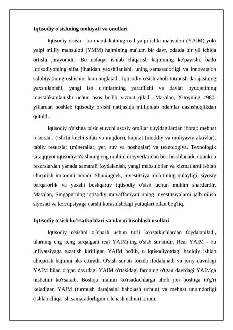 Iqtisodiy o'sish va uning ko'rsatkichlari 4