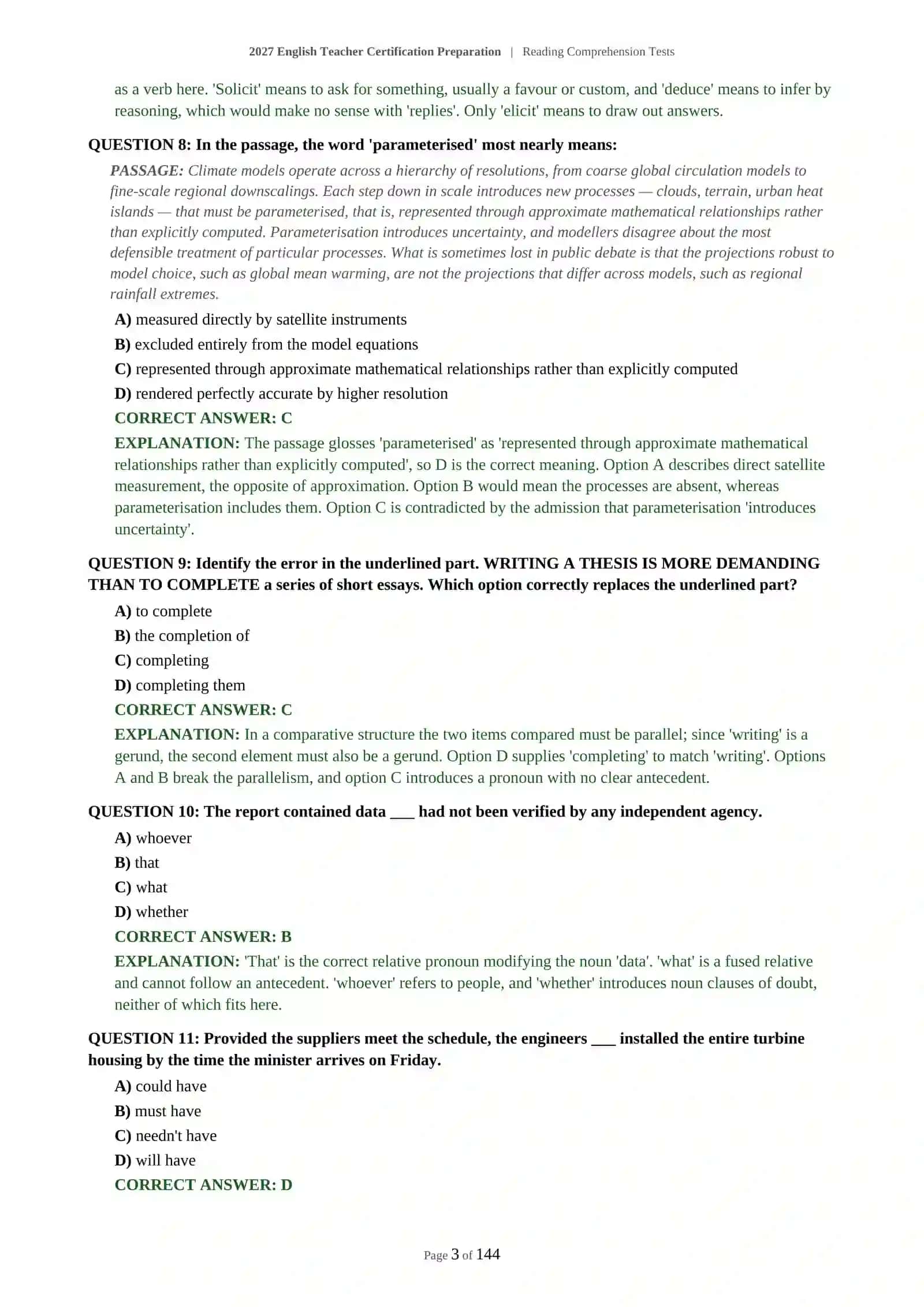 2027 English Teacher Certification Preparation | Reading Comprehension Tests 4