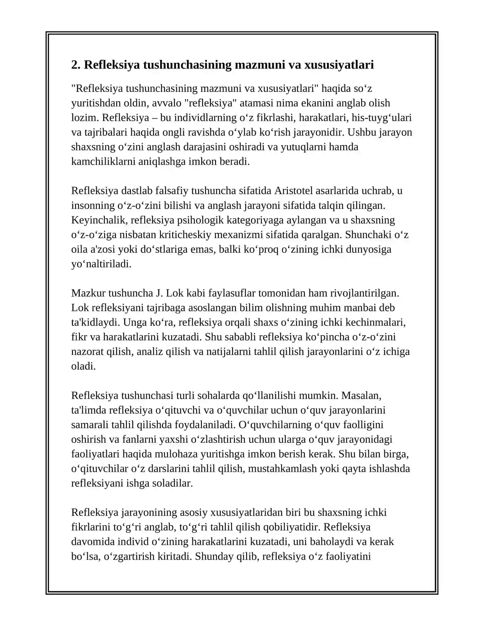 INDEFIKATSIYA, REFLEKSIYA VA STEROTIPAZITATSIYA TUSHUNCHALARINING MAZMUNI 4