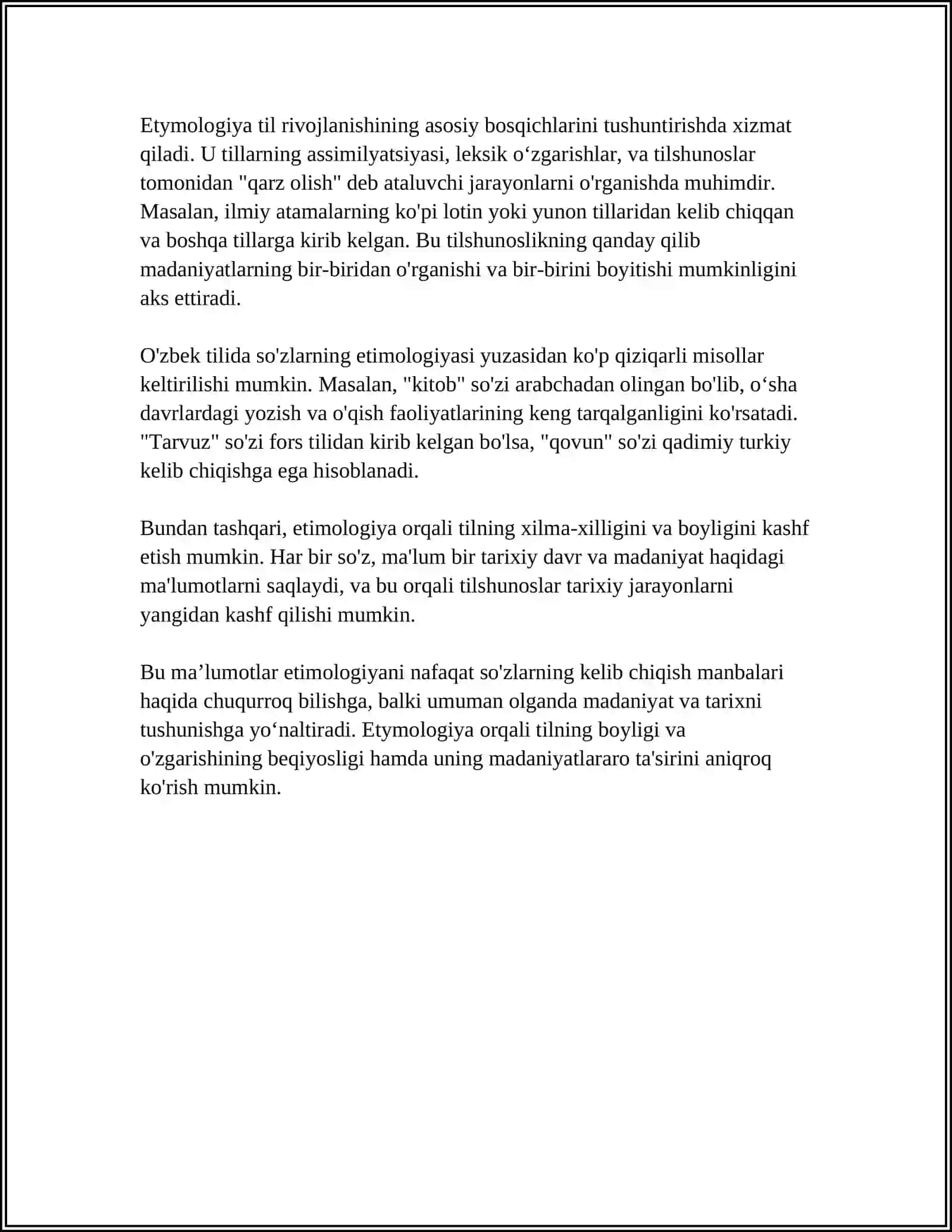 ETIMOLOGIYA. ILMIY ETIMOLOGIYA. XALQ ETIMOLOGIYASI VA YOLĞON ETIMOLOGIYA 4