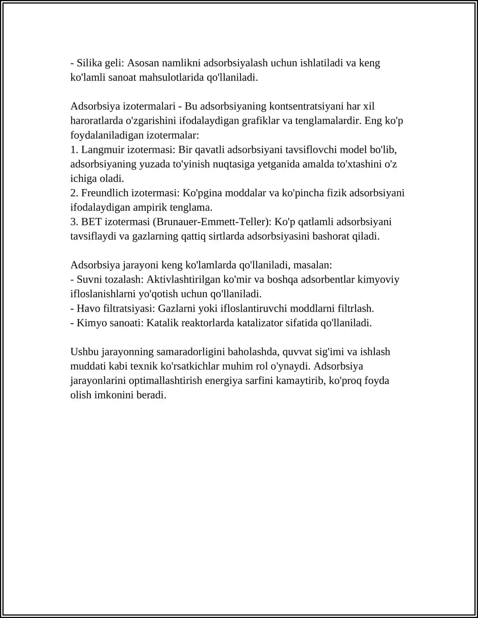 OHAKTOSHDAN OHAK OLISHDAKECHADIGAN FIZIKAVIY KIMYOVIY JARAYONLAR 4