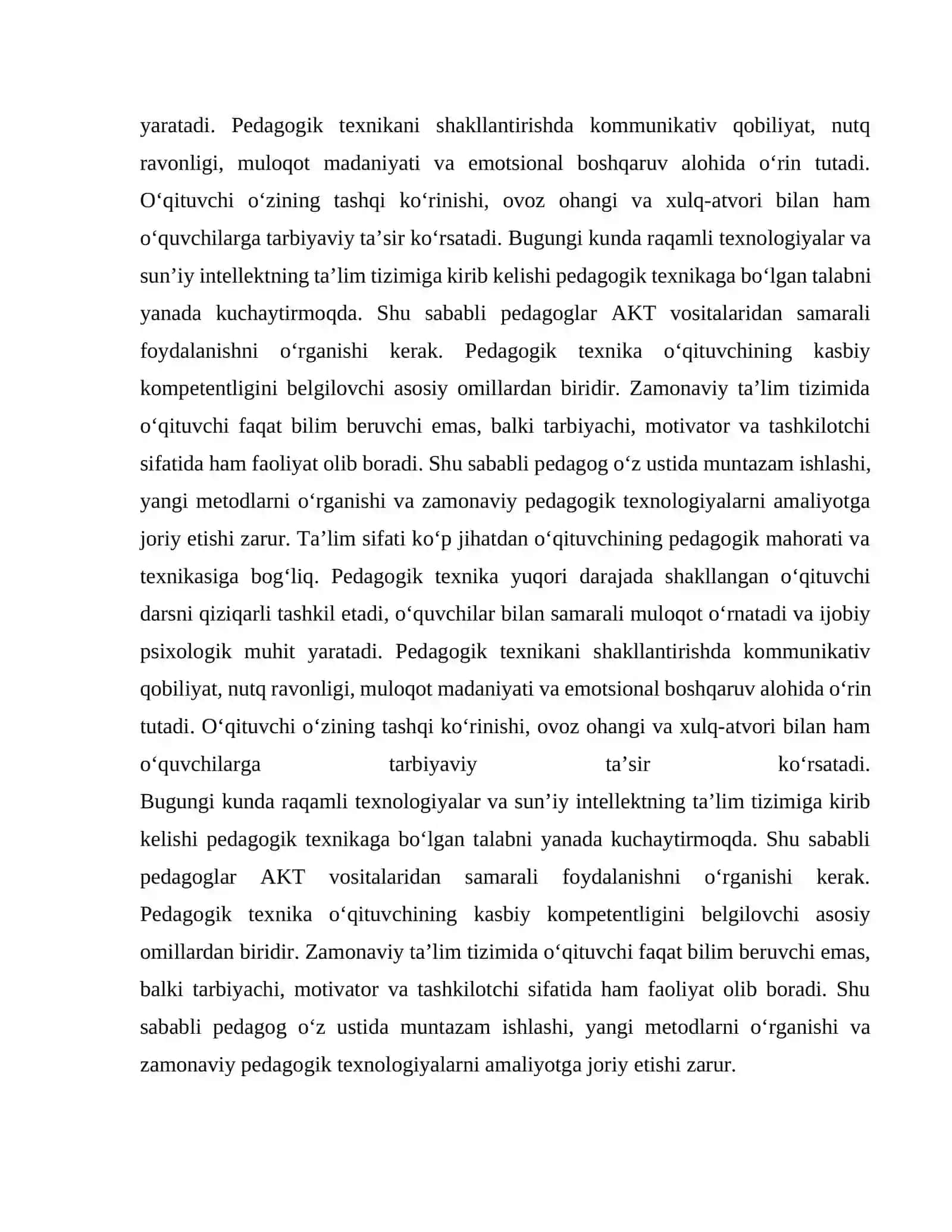 Oʻqituvchining pedagogik tehnikasini shakllantirish yoʻllari 4