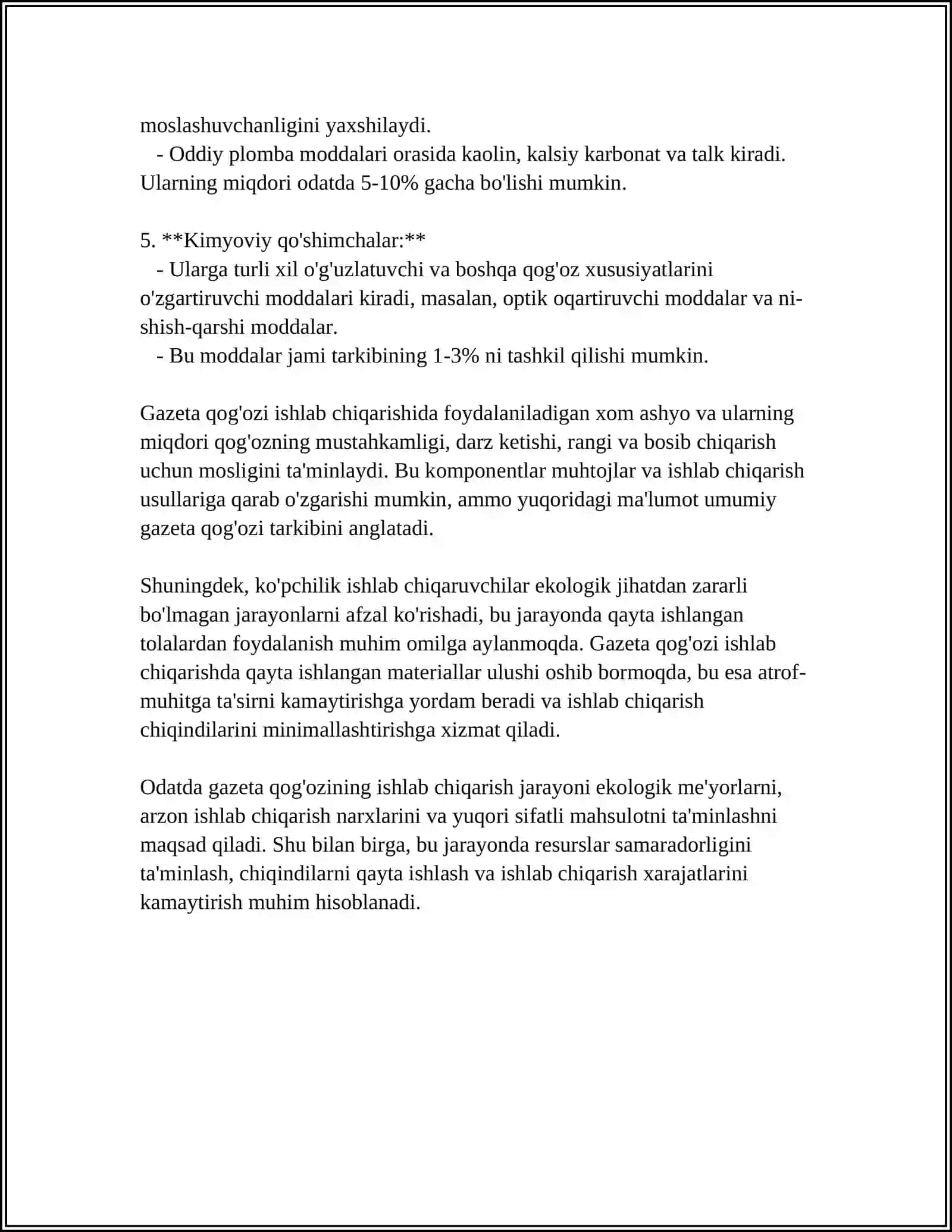 GAZETA QOĞOZI UCHUN MASSA TAYYORLASH SXEMASI 4