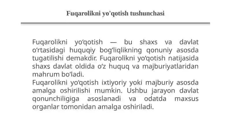Fuqarolikni yo'qotish asoslari hamda tartibi 4