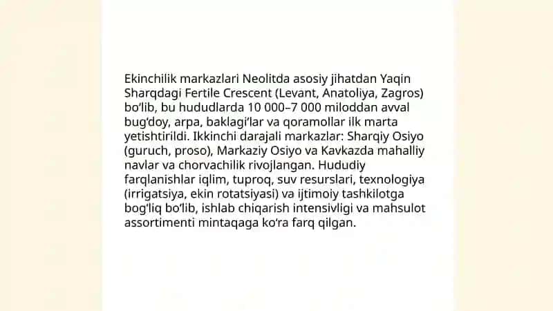 Neolit ishlab chiqaruvchi xujaliklarning taraqiyoti 4