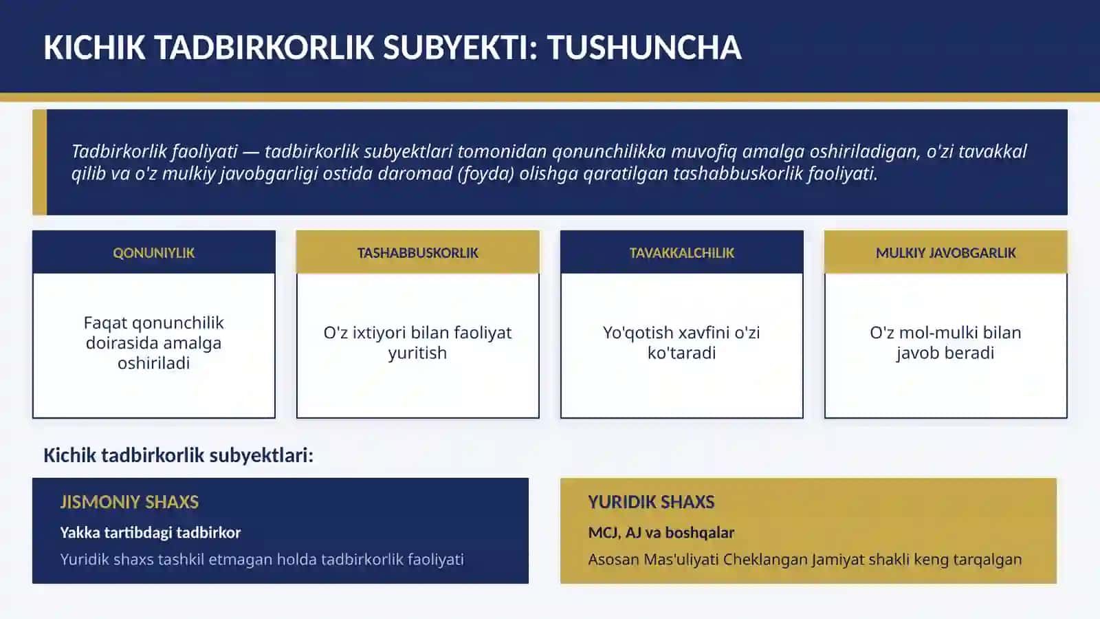 Kichik tadbirkorlik subyekti tushunchasi 4