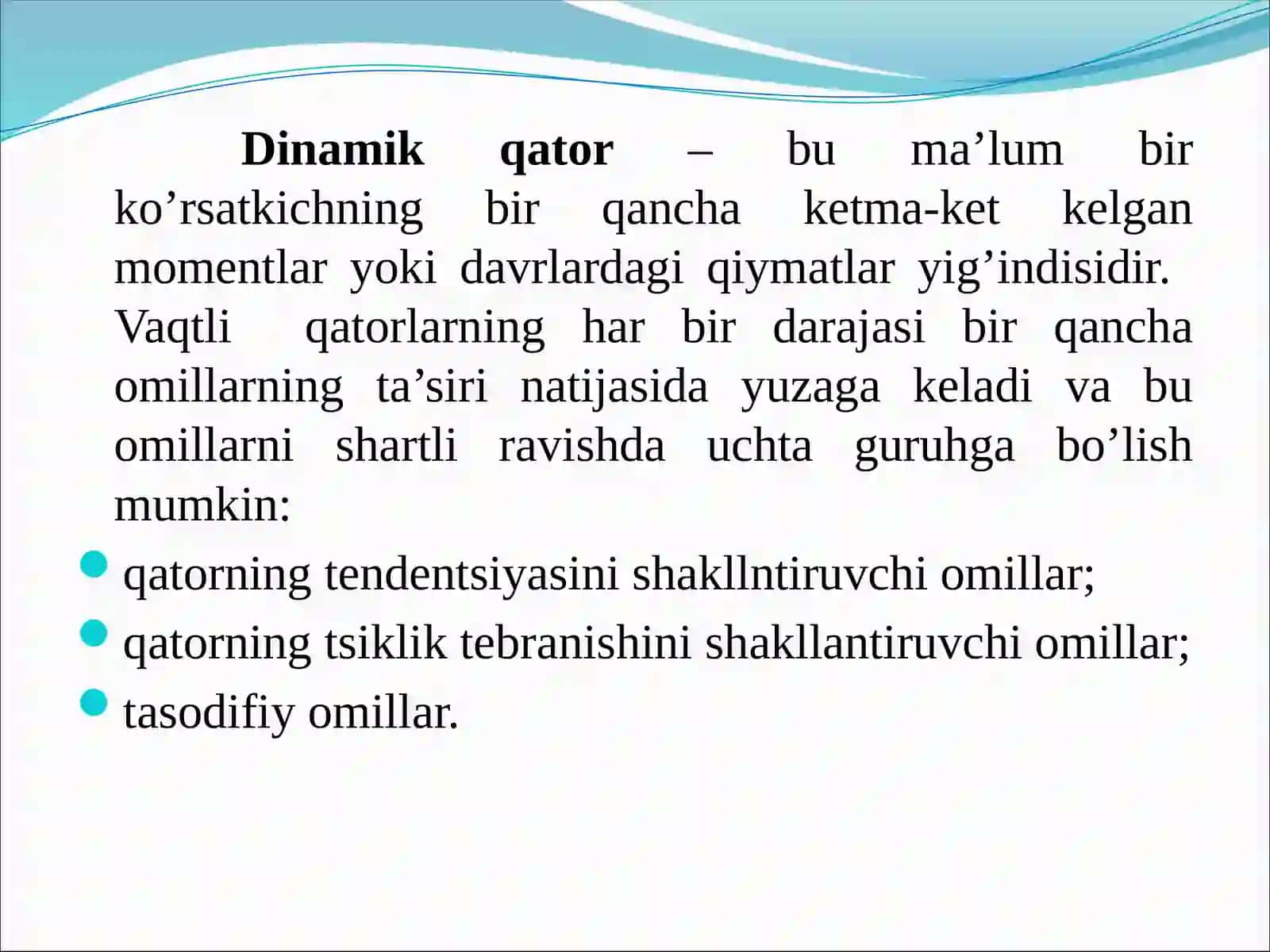 Dinamik qatorlarda ekonometrik modellashtirish 4