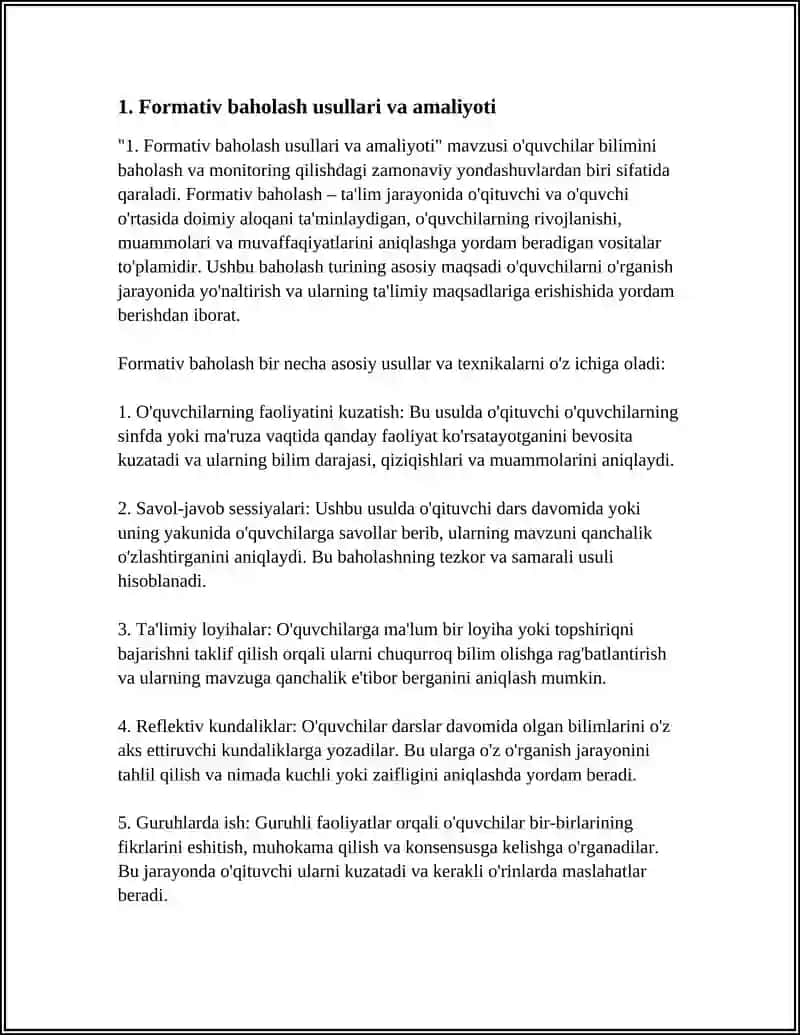 Formativ baholash usullari va amaliyoti 4