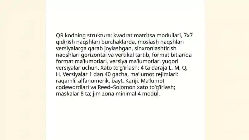 QR kodlar. Taqiladigan hisoblash qurilmalari 4