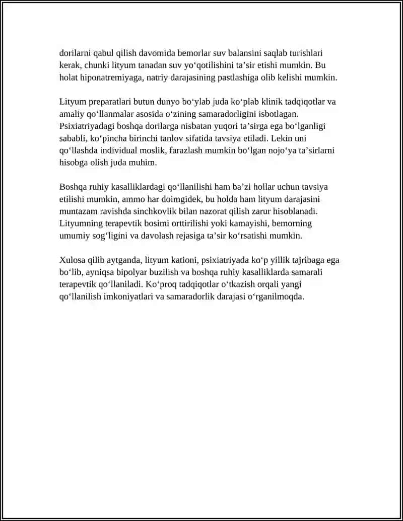 LI KATIONINI TIBBIYOTDA QOLLANISHI VA ANALITIK REAKSIYALARI 4