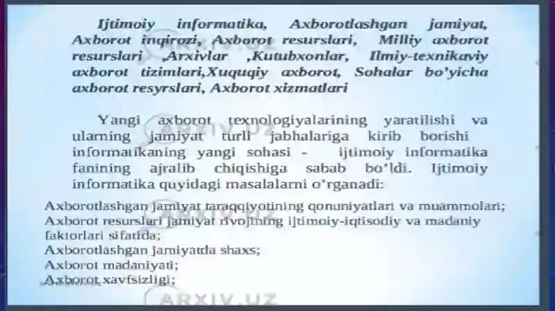 Axborotlashgan jamiyat va uning istiqbollari 4