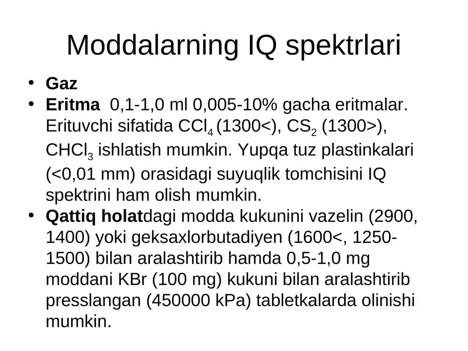 INFRAQIZIL (IQ) SPEKTROSKOPIYAINFRARED SPEKTROSCOPY(Tebranish spektrlari) 4