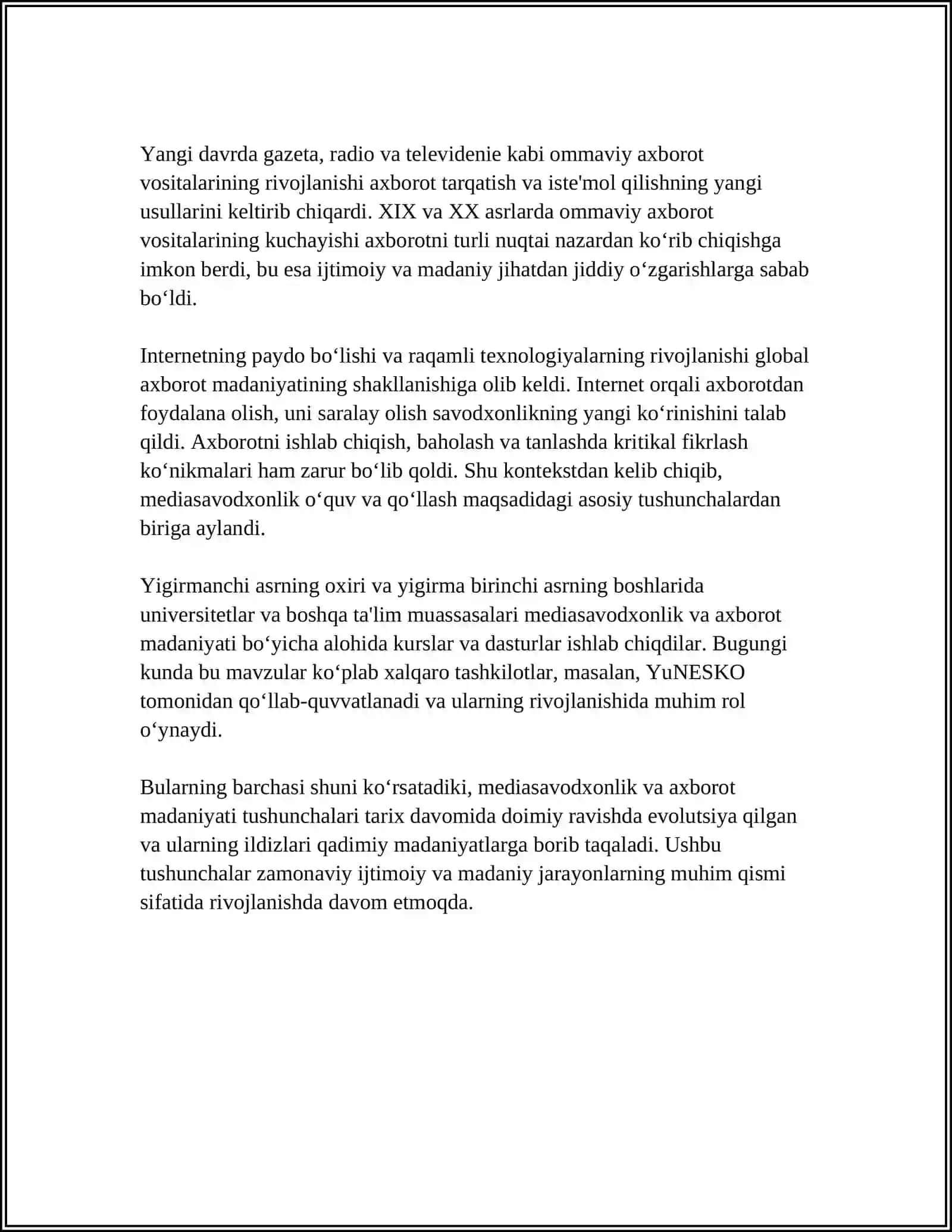 MEDIASAVODXONLIK VA AXBOROT MADANIYATI TARIXIY EVALUTSIYASI 4