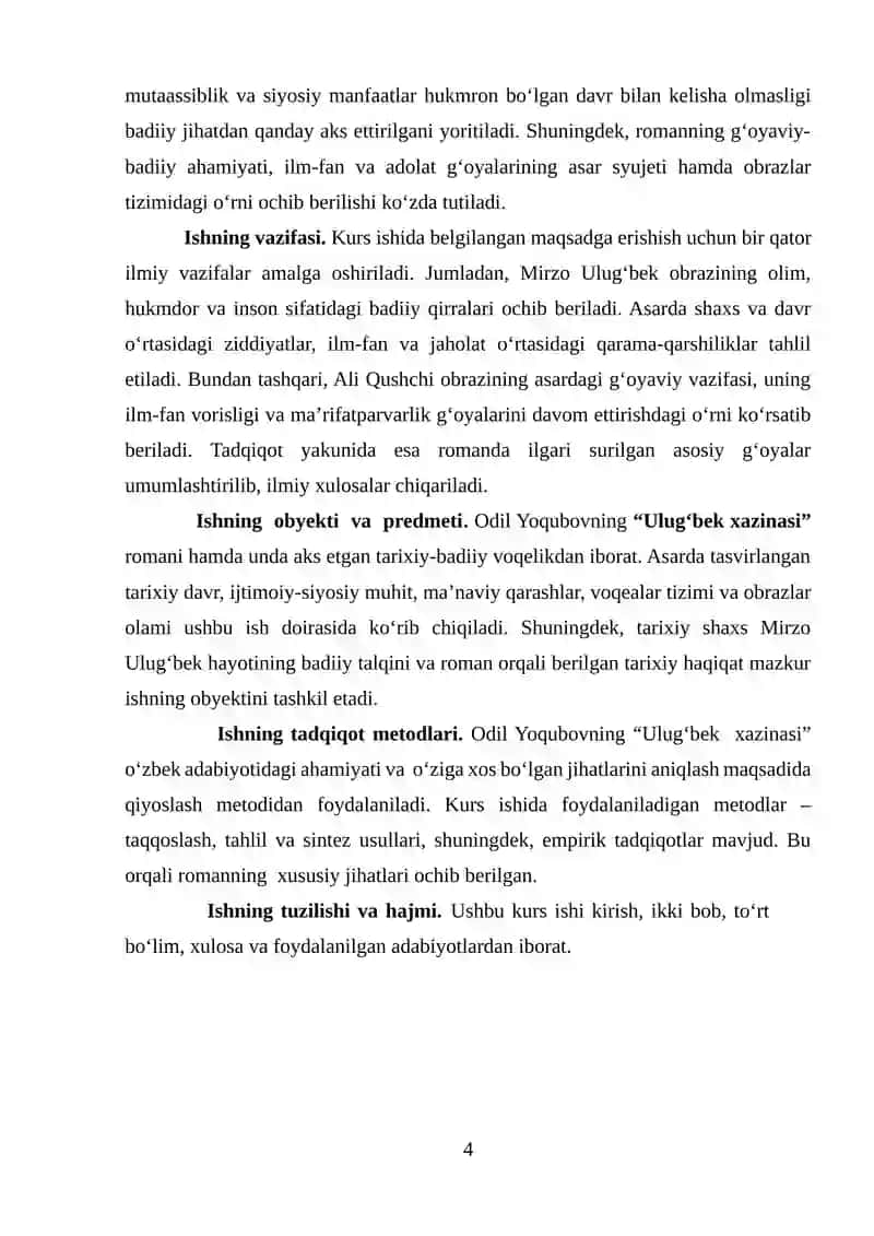 "Ulug'bek xazinasi" romanida davr va shaxs fojiasi talqini 4