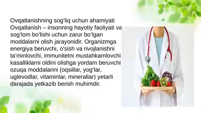 Ovqatlanishning Sog‘liq uchun Ahamiyati 4