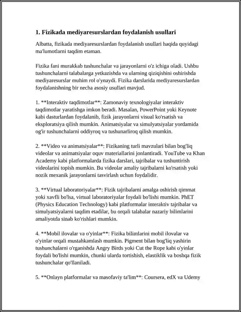 FIZIKADAN PRAKTIKUM ISHLARNI O'TKAZISHDA MEDIARESURSLARDAN FOYDALANISH 4