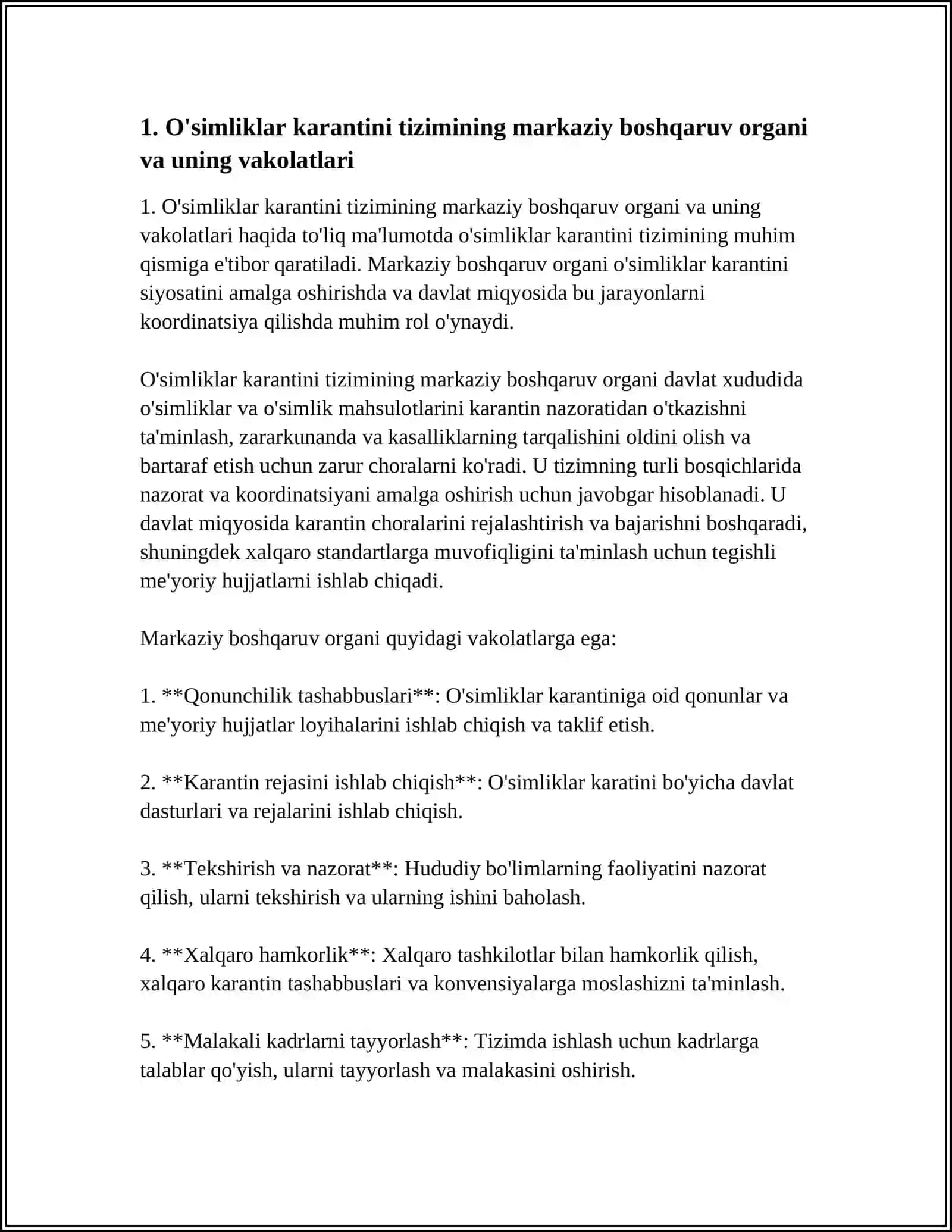 ÓSIMLIKLAR KARANTININING TIZIMINING TARKIBIY TUZILISHI VA VAKOLATLARI 4